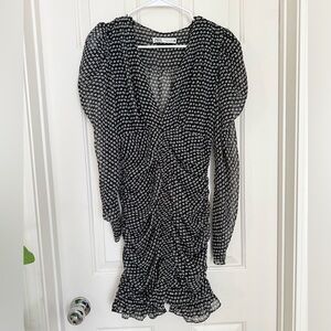 Zara Black & White Patterned Long Sleeve Dress
